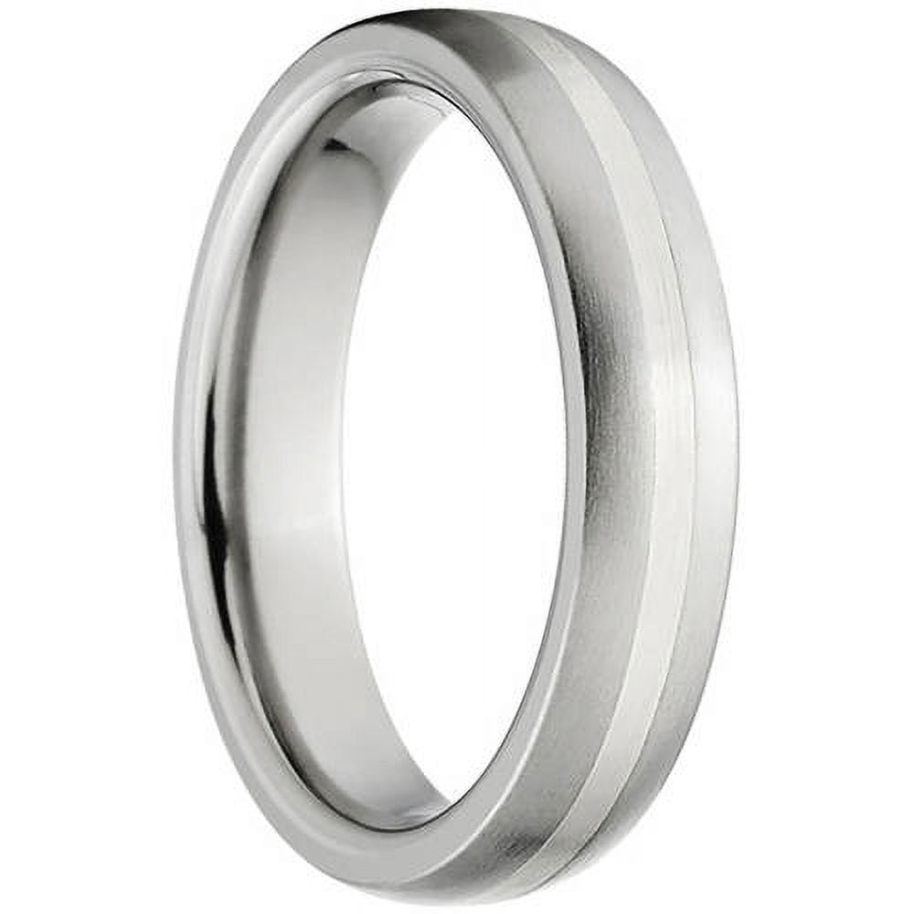 5mm Titanium Band with Silver Inlay Brushed Finish And Deluxe Comfort Fit Design