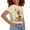 thumbnail image 4 of Uourmeti Bee Crewneck Short Sleeve T-Shirt for Girls 12.14 Flower Casual Short Crop Top Summer Loose Fit Athletic Pullover Tops, 4 of 6