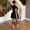 thumbnail image 4 of AURA Womens Plus Size V Neck Short Dress Button Detail High Waist Casual Summer Bigsize Dress, 4 of 5