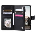 thumbnail image 3 of For Google Pixel 10 Pro XL Wallet Case Grid Texture Magnetic Flip Cover 9-Card Slots Zipper Pocket With Detachable Shoulder Strap And Wrist Strap,Black,For Pixel 10 Pro XL, 3 of 11