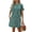 Green, variant on Women's Printed Round Neck Short Sleeve Mini Dress 65% rayon 30% polyester 5% spandex Lightweight Comfortable Wear