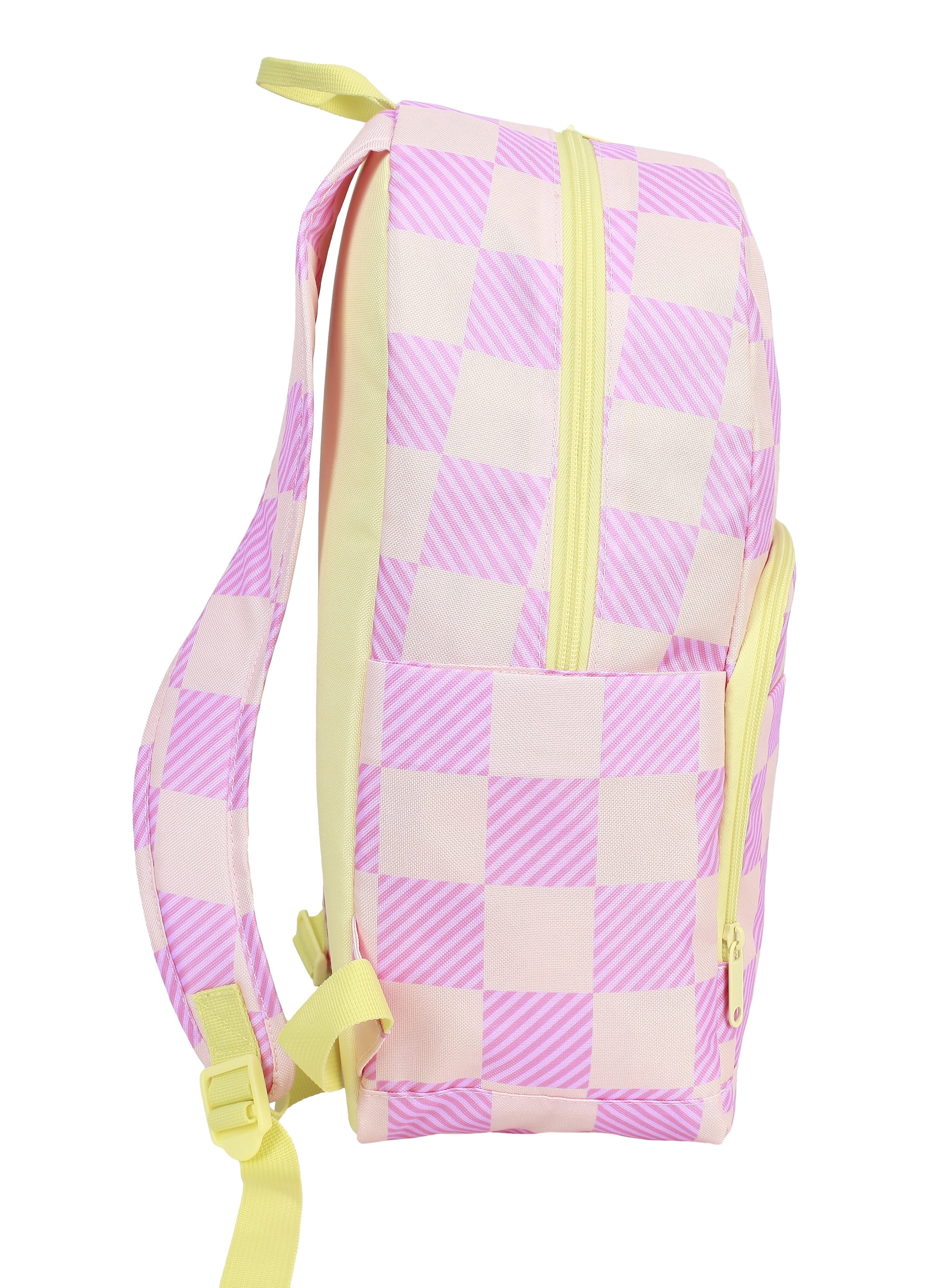 CRCKT 17-inch Kids Polyester Backpack - Peach Fuzz, Pink and Yellow Checker