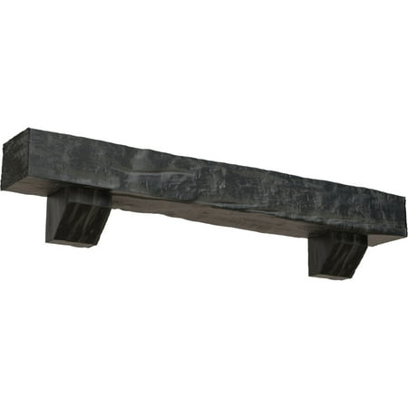 

Ekena Millwork 8 H x 12 D x 72 W Riverwood Faux Wood Fireplace Mantel Kit with Ashford Corbels Aged Ash