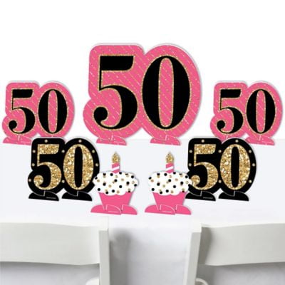 Amazon Com Chic 50th Birthday Pink Black And Gold Birthday Party Hanging Decor Party Decoration Swirls Set Of 40 Toys Games