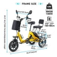 thumbnail image 4 of Montary Adult Foldable 3 Wheel Electric Tricycle 350W 48V Electric Trike with 2-Seat Front & Rear Basket for Men Women Senior Yellow, 4 of 9