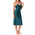 thumbnail image 4 of INSPIRE CHIC Womens Sleepdress Satin Silky Fishtail Hem Cowl Neck Sleeveless Spaghetti Strap Midi Lounge Chemise Nightgown L Blue, 4 of 6