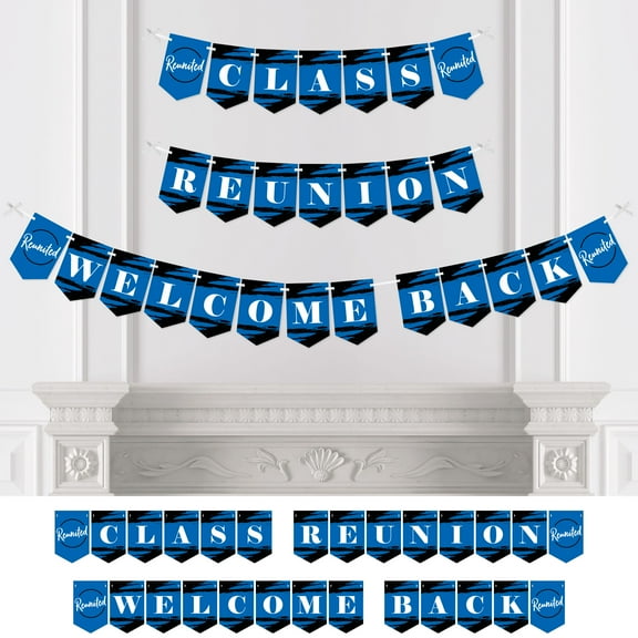 Big Dot of Happiness Reunited Blue - Royal Blue School Class Reunion Party Bunting Banner - Party Decorations - Class Reunion Welcome Back