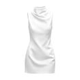 thumbnail image 5 of Rutainlusire Womens Summer Sleeveless Dresses Women's Solid Color Elegant High-Neck Midi Dress White L, 5 of 6