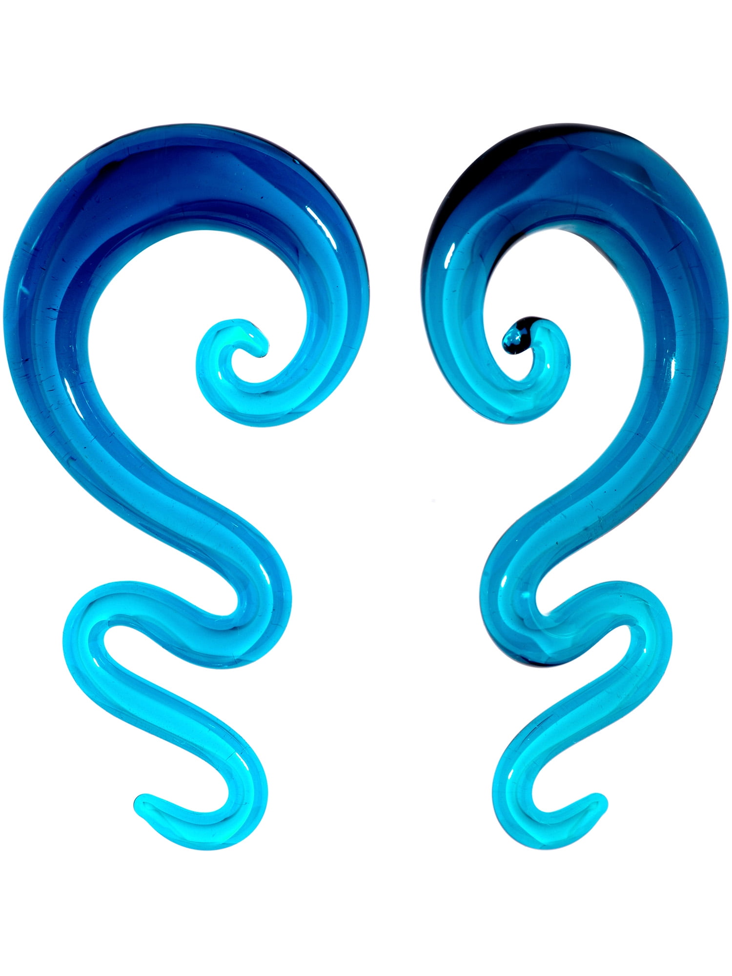 Body Candy Ear Gauges Stretching Kit Hangers for Stretched Ears Blue Glass Spiral Taper Set 00