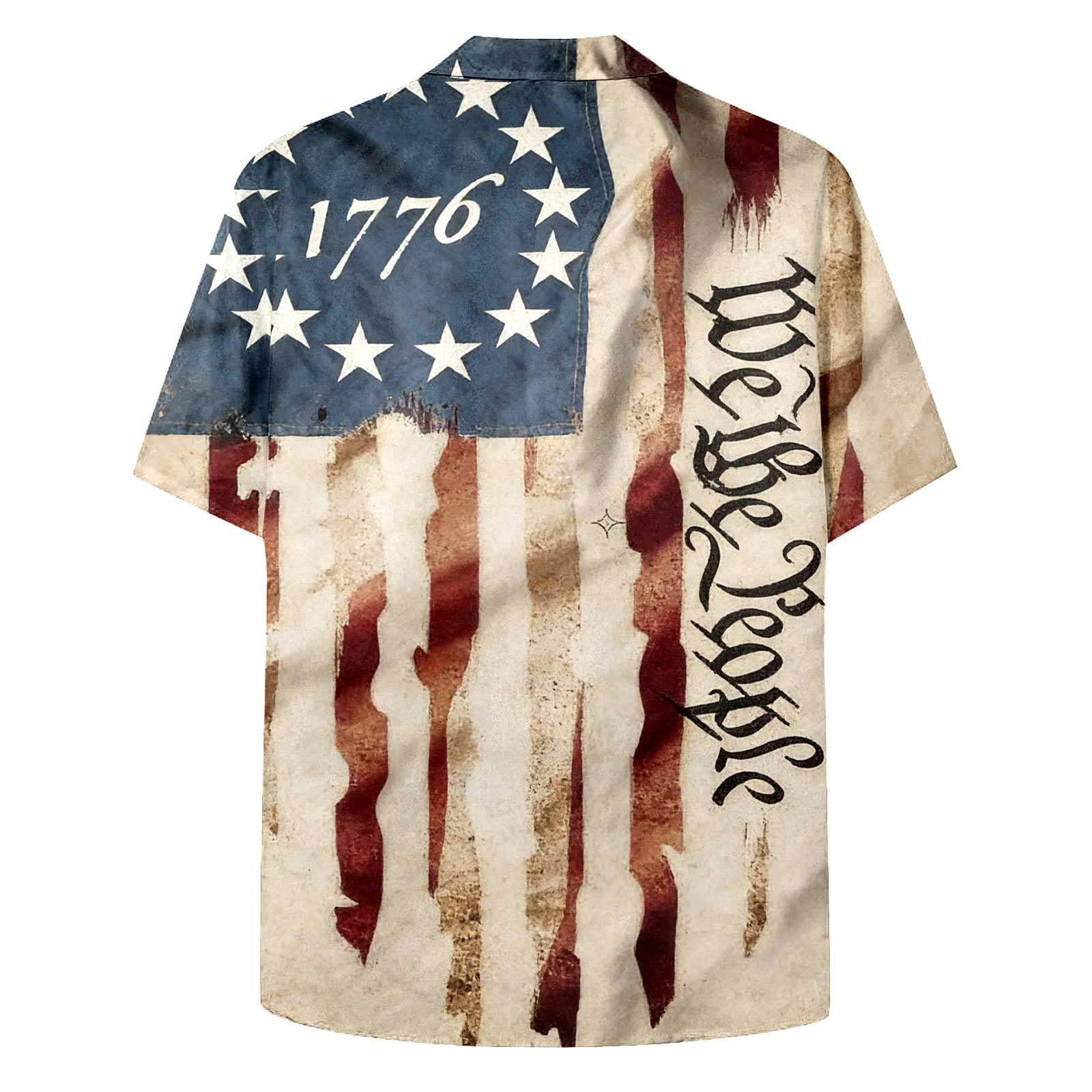 UngA 250 Year American Anniversary Shirt, Men's American Flag Patriotic Button Down Shirt USA 4th of July Short Sleeve Tshirts Shirts for Men (Beige,3XL)