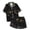 AB182 Black, variant on Tisuna Halloween Short Sleeve Pajamas Set For Kids Girls Bat Print Collared Tops And Shorts Pjs Set Loose Fit Casual Kids Halloween 2 Pieces Loungewear For Age 2-13 Years