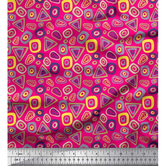 Soimoi Modal Satin Fabric Geometric Small Print Fabric by The Yard 42 Inch Wide