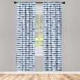 thumbnail image 4 of Ambesonne Harbour Stripe Window Curtains, Watercolor Brush, Each 28" W x 95" L, Night Blue White, 4 of 4