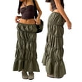 thumbnail image 5 of Coduop Women Elastic High Waist Boho Maxi Skirt Casual Pleated A Line Long Skirts, 5 of 6