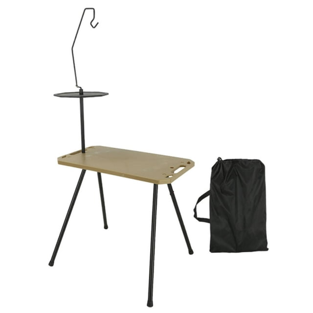Colaxi Outdoor Camping Foldable Table Detachable Legs Rectangular Desk Multipurpose with Storage Bag PP Desktop with Lantern Holder Brown