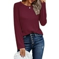 thumbnail image 2 of Fantaslook Textured Tops for Women Crew Neck Long Sleeve Shirts Fall Blouses Casual Basic Tee, 2 of 8