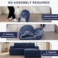 thumbnail image 5 of Holaki 75" Convertible Sofa Bed, L-Shaped Boneless Loveseat Couch for Living Room, Modular Sectional Sofa with Movable Ottoman, Modern Corduroy Floor Couch with Cup Holders & Pockets, Blue, 5 of 10