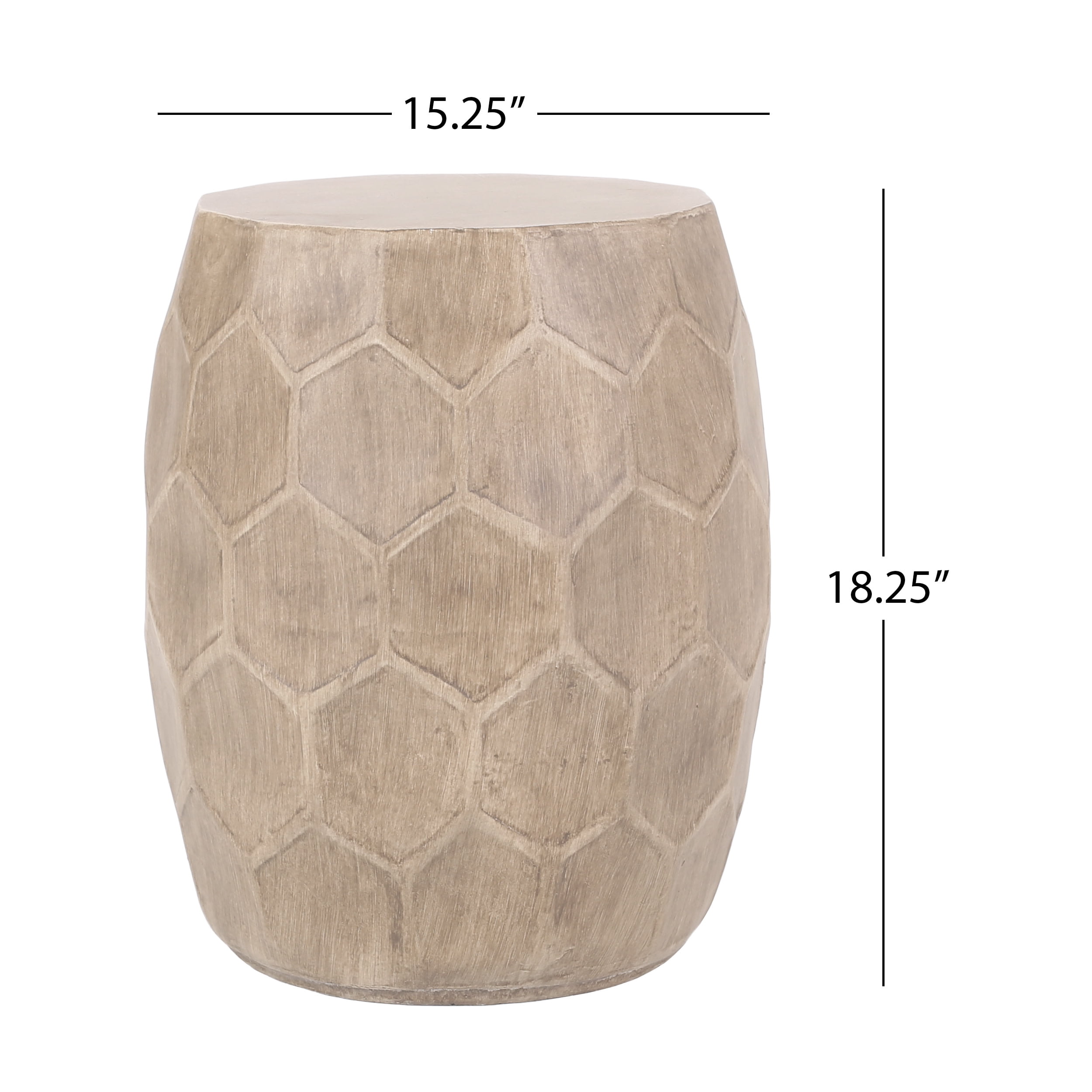 Gaudet Lightweight Concrete Outdoor Side Table, Natural Wood