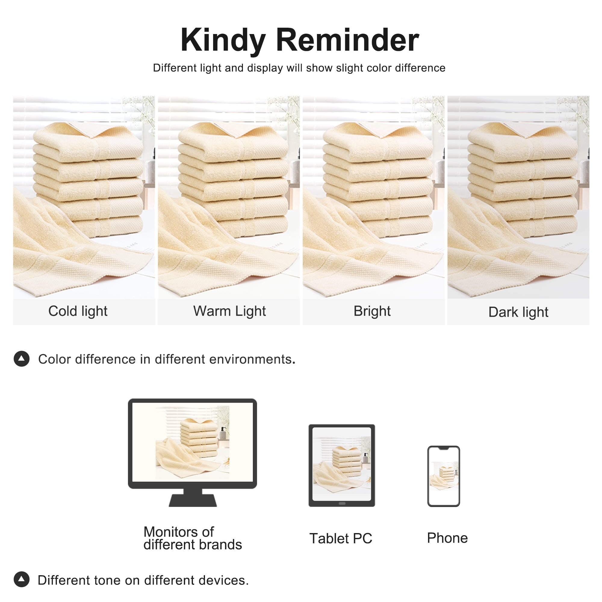 Unique Bargains 100% Cotton Absorbent Hand Towel Set 14"x30" Champagne 6 Pcs