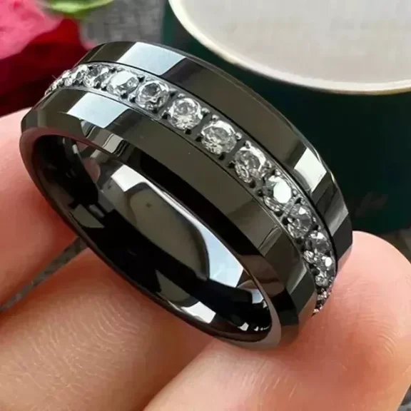 2 CT Round Cut White Lab Created Men's Wedding Band Ring 14K Black Gold Plated