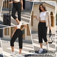 thumbnail image 3 of FEN AI Womens Cargo Capri with 8 Pockets Lightweight Quick Dry Hiking Summer Pants for Travel Casual Trousers Black, 3 of 7