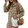 thumbnail image 3 of Fantaslook Plaid Flannel Shirts for Women Oversized Long Sleeve Button Down Shirts Blouses Tops, 3 of 9