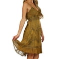 thumbnail image 4 of Sakkas Stonewashed Rayon Adjustable Spaghetti Straps Mid Length Dress - Old Gold - S/M, 4 of 6