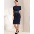 thumbnail image 3 of DARING DIVA Peplum Contrast Trim Bodycon Dress M Dark Blue, 3 of 6