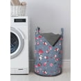 thumbnail image 3 of Romantic Laundry Bag, Funny Raccoons Couple and Cat under Umbrella with Botanical Bouquets, Basket with Handles Drawstring Closure for Laundromats, 13" x 19", Red Pink and Blue Grey, by Ambesonne, 3 of 4