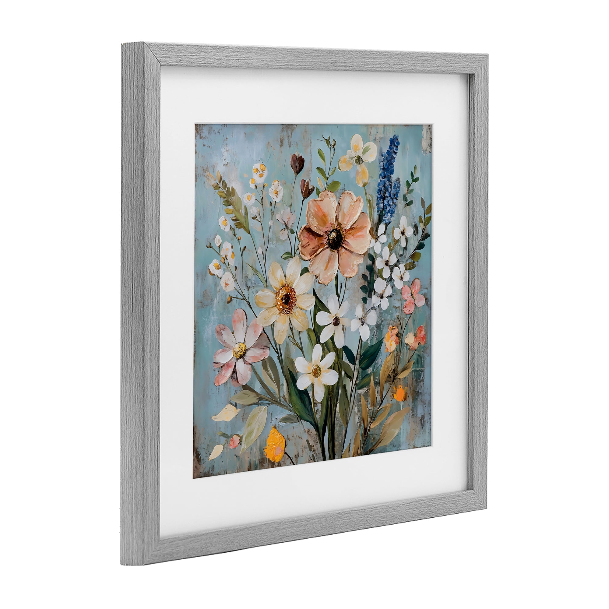 Stupell Industries Wildflower Mix Spring Bouquet Gray Framed Print Under Glass, design by Creative Studio