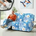 thumbnail image 4 of COEQINE Recliner Sofa Cover Polyester 3 Seater Reclining Chair Protector 8 Pieces Stretch Recliner Chair Cover Dog Couch Slipcover for Living Room, Daisy Boho Floral Tie-dye Blue, 4 of 8