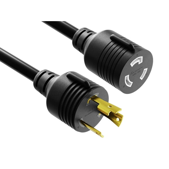 Cable Leader 3ft NEMA L5-30P to L5-30R Locking Heavy Duty Power Extension Cord, Black