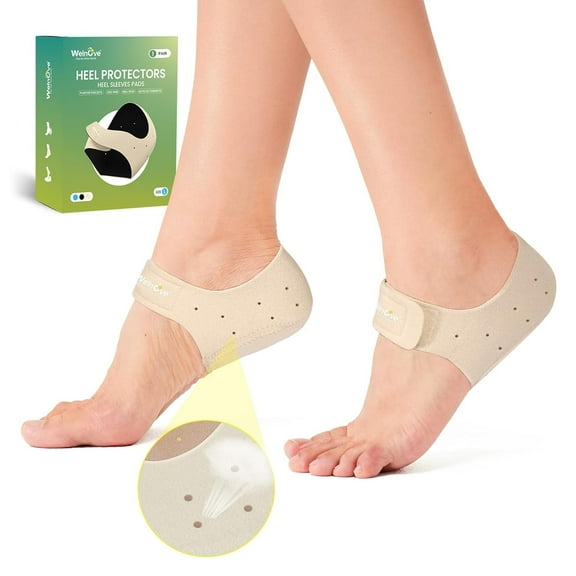 Welnove Plantar Fasciitis Heel Protectors for Heel Pain - Heel Cups for Heels Spur Pain Relief, Heel Inserts Pads for Achilles Tendonitis Dry Cracked Heel Support Cushion(Women 9.5-13 / Men 8.5-14)