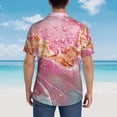 thumbnail image 4 of Fotbe Abstract Pink Gold Splash Camisa Hawaiana para Hombre Unisex – Camisa Casual de Verano con Botones de Manga Corta de Algodón y Lino,Medium, 4 of 7