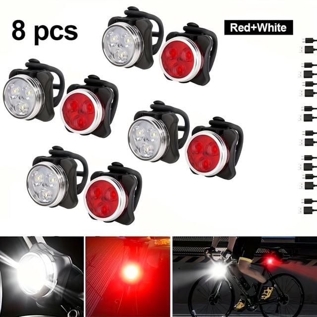SUTENGDA 2/4/8pcs Bike Light Front & Rear TailLamp Bright Bike Light For Night Riding Bicycle Light High USB Rechargeable Bicycle Headlight Set Bike Headlight For Adult Kid Mountain Bike