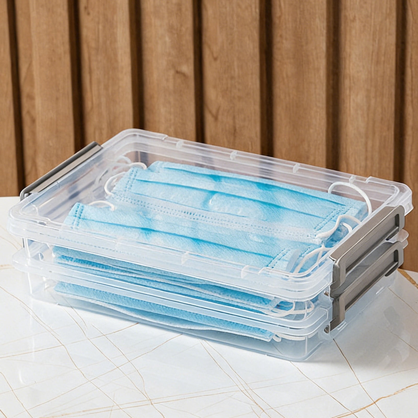 Storage Bins with Lids, Plastic Storage Bins, Craft Storage Box, Small Portable Storage Box, Stackable Plastic Container, Clear Storage Case with Secure Latching Lids 10x6.88x2.75 Inch
