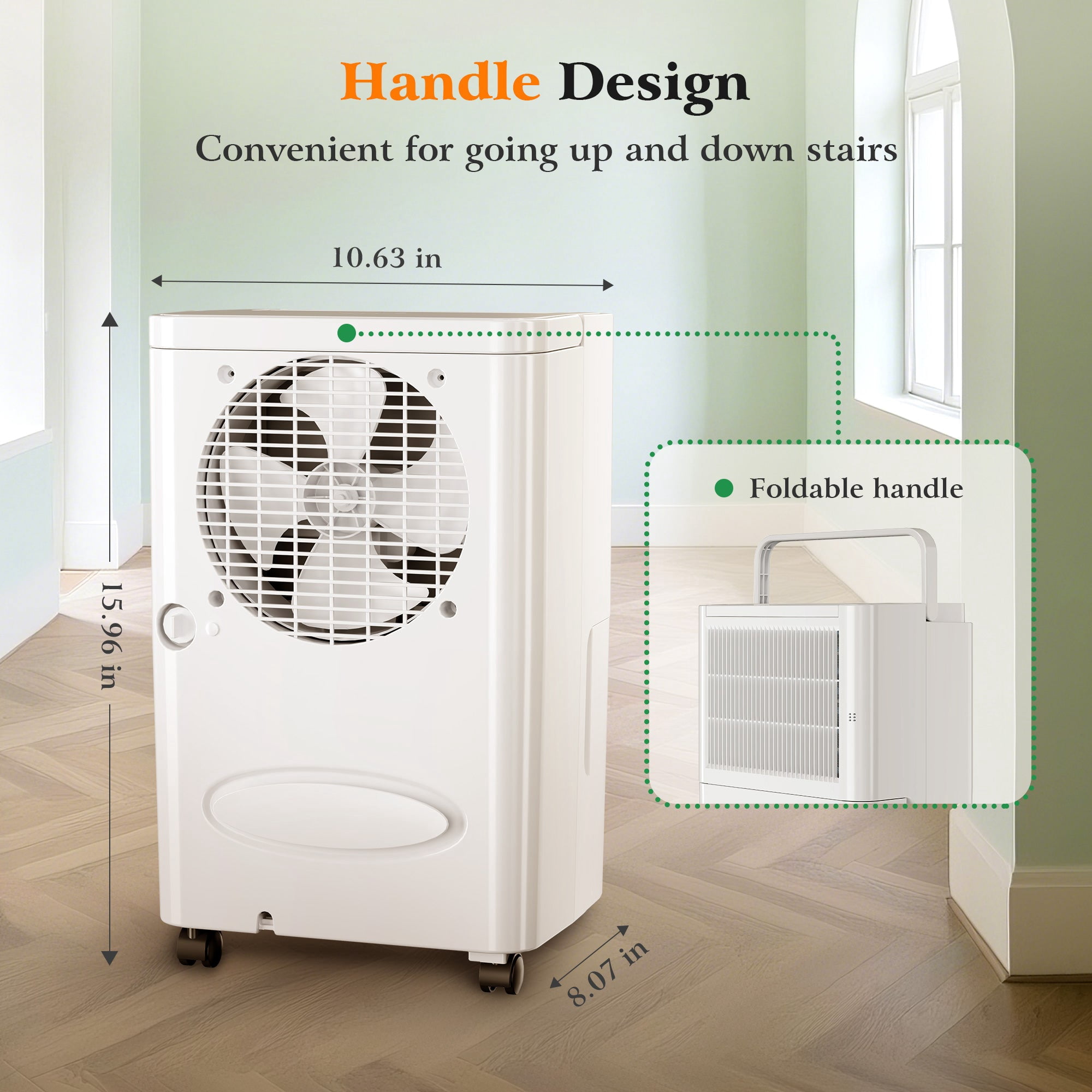 MF Studio 8 Pints Dehumidifier for Basement, Cover Up to 2500 Sq. Ft Home Space with Drain Hose, 0.58 Gal Water Tank, Overflow Protection, Auto Defrost & Drain, White