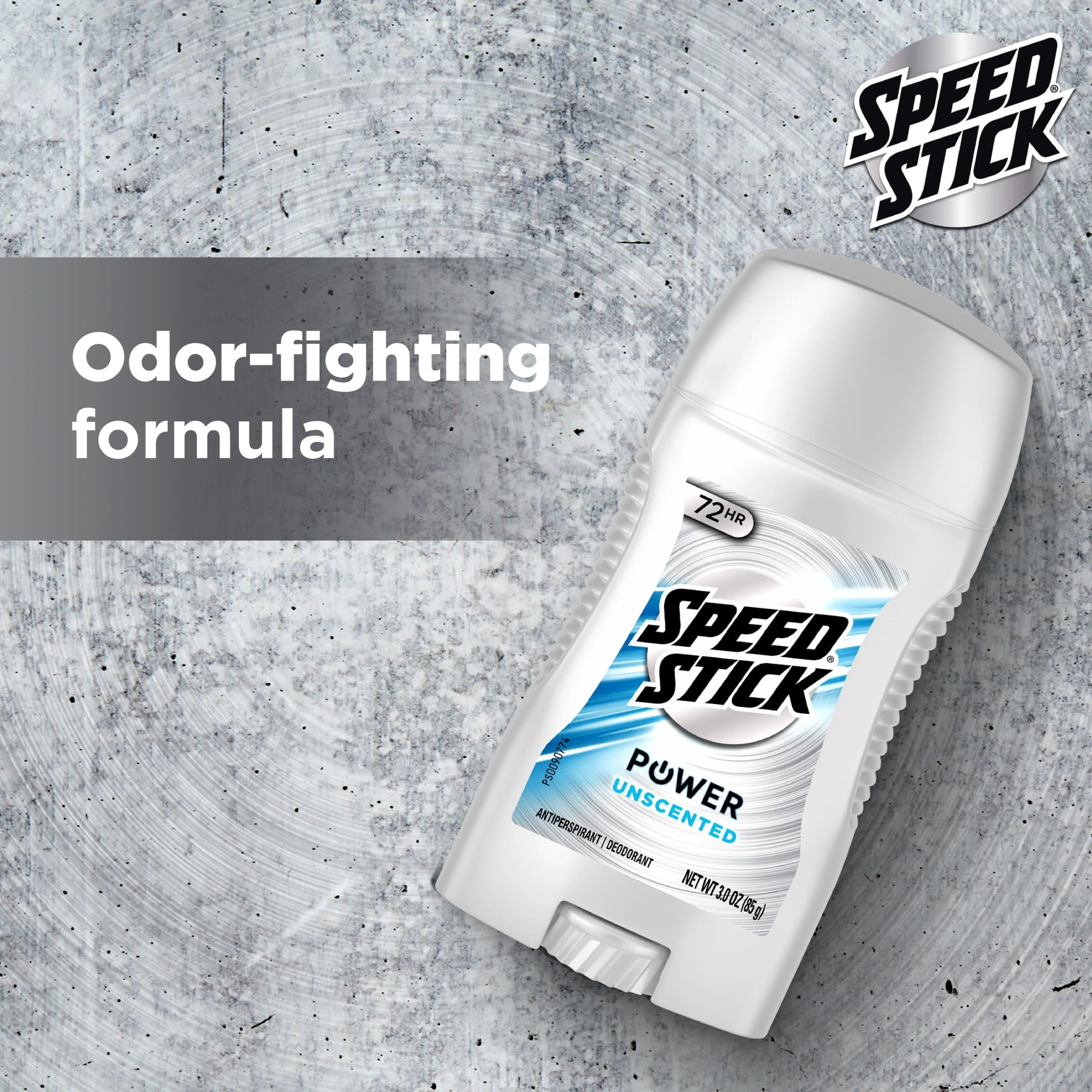 Speed Stick Power Antiperspirant Deodorant for Men, Unscented, 3.0 oz (4 Pack)