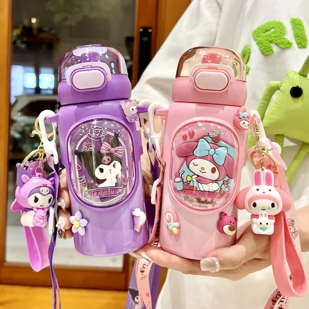 Girl Straw Kettle Crossbody Stainless Steel Kawaii 500ml Sanrio
