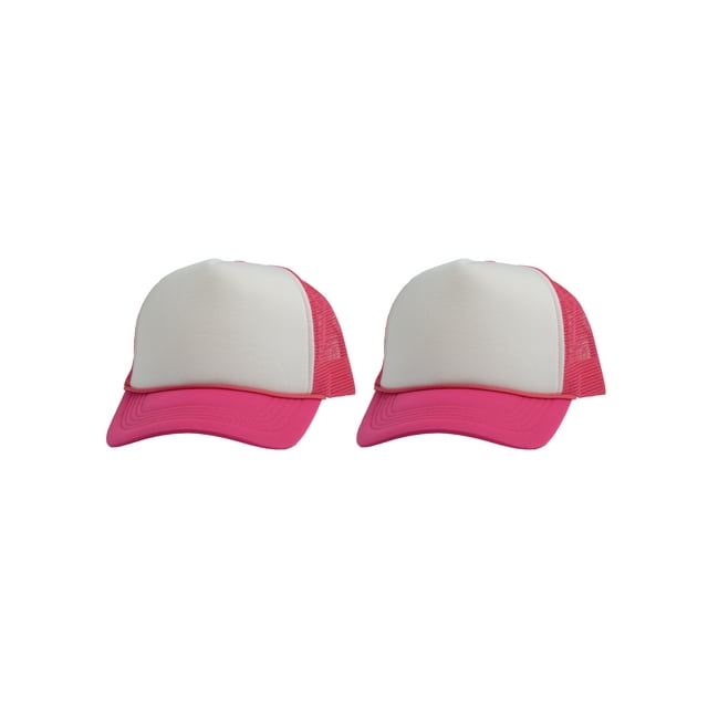 Top Headwear Men's Blank Rope Trucker Foam Mesh Plain White/Hot Pink