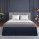 thumbnail image 4 of Faldones de cama con volantes plisados PiccoCasa con caída de 14", tamaño completo, azul marino, 4 of 7
