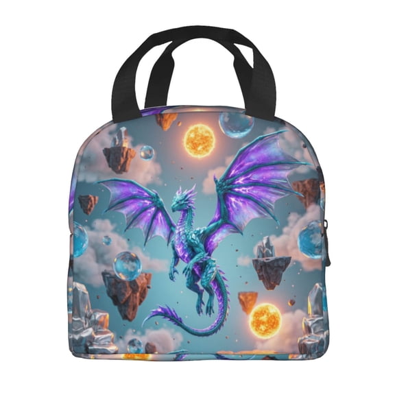 Dragon Lunch Bag Magic Cool Dragon Asian Reusable Lunch Tote Bag Insulated Thermal Cooler Container Bag For Back To Work Picnic Travel Fishing Beach