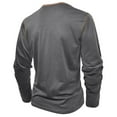 thumbnail image 6 of JUSLIO Color Block Mens Shirts Button-Up Cotton Tops Fashion Long sleeve Round Neck Tops Dark Gray 3XL, 6 of 9