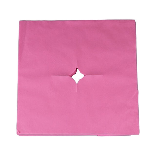 Vogacara 100 piezas Toalla de un solo Funda de almohada para tumbarse Agujeros no tejidos de un solo Almohadilla de superposición facial masajeadores Rosa roja Agujero cuadrado Vogacara CE014891-03