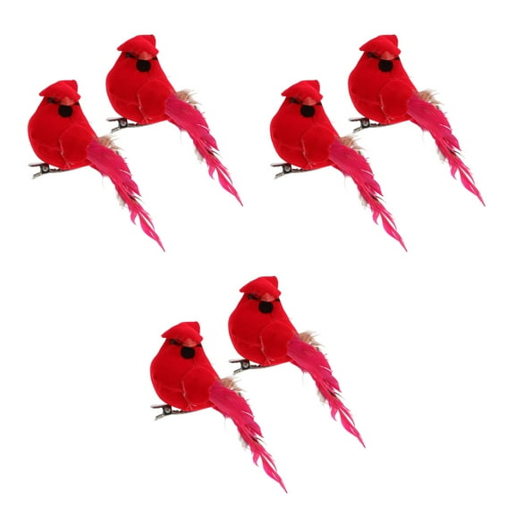 Masteelf 6 pcs Christmas Red Birds Simulated Red Bird Decorative Birds With Clip Red Simulated Bird Christmas Bird Decorations Christmas Tree Ornaments Birds Decoration