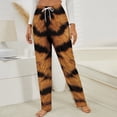 thumbnail image 3 of Tiger Stripes Beautiful Orange Winter Female Pants Flannel High Waist Women Pants Lady Warm Straight Leg Plush Trousers, 3 of 7