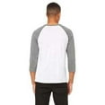 thumbnail image 3 of BELLA Canvas Unisex 3/4-Sleeve Baseball T-Shirt - White/Dark Grey - XS - Style 3200 - Original Label, 3 of 4