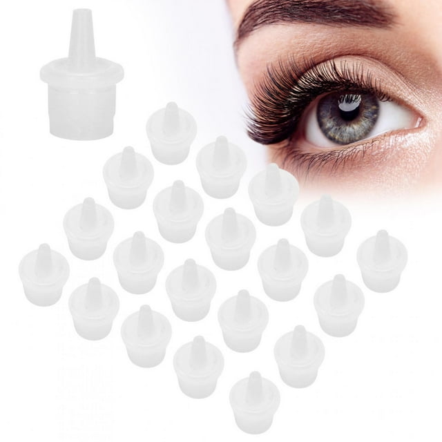 Domqga Bouchon de Bouteille de Colle pour Extension de Cils, Bouchon de Colle pour Extension de Cils, 20 Pcs Buse de Colle pour Faux Cils Bouchon de Bouteille de Colle pour Greffage