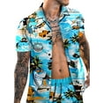 thumbnail image 3 of DYMADE Men Lapel Short Sleeve Shirt Shorts Hawaii Two Piece Sets, 3 of 4