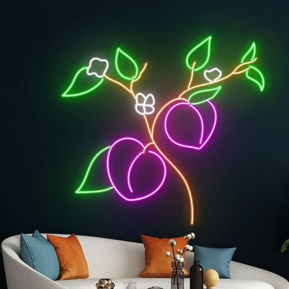 Handmadetneonsign Peach Tree Neon Sign, Peach Tree LED Light, Fruit Neon Light, Peach Tree LED Sign